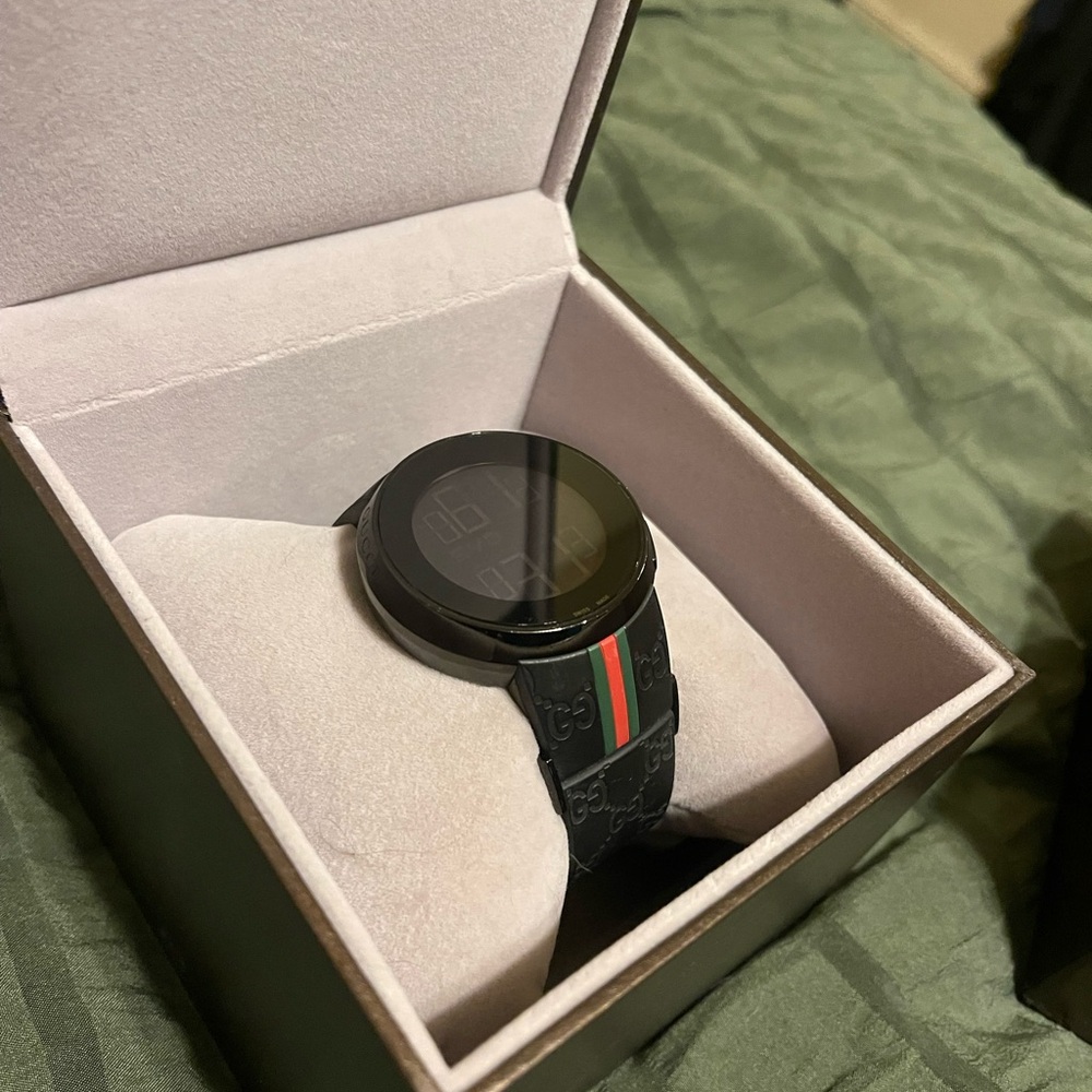 rare* i-GUCCI digital watch with web and GG Strap - Picture 3 of 7